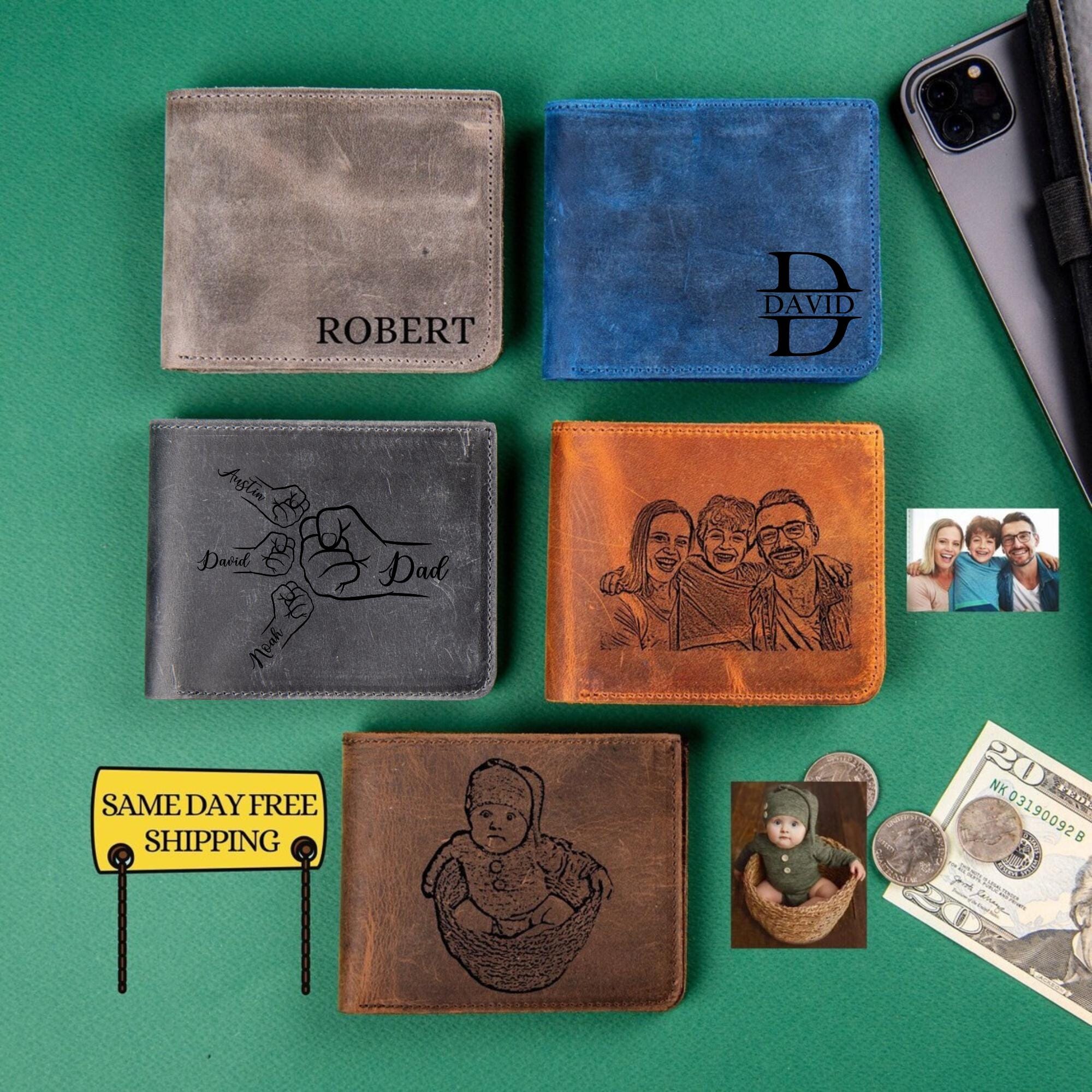 Personalized Gift, Anniversary Gift for Him, Handwriting Wallet Custom Photo Wallet, Gift for Husband, Gift for Him, Men, Fathers Day Gifts