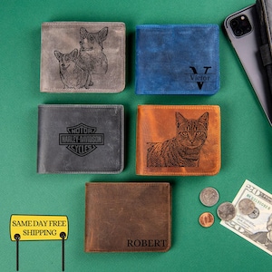 Regalo personalizado, billetera de cuero, regalo de Navidad, regalos únicos para hombres, billetera de hombre personalizada, billetera de cuero para hombre, regalos de aniversario
