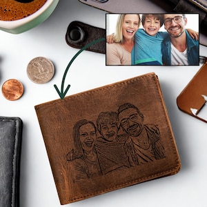 Personalized Fathers Day Gift for Men, Custom Photo Wallet, Men Leather Wallet, Gift for Husband, Gift for Him, Anniversary Gift for Him