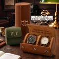 Personalized Leather Watch Case, Fathers Day Gifts, Graduation Gift, Groomsmen Gift, Anniversary Gifts for Husband, Dad, Men, Boyfriend gift