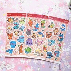 Gen 2 3 4 Pokes Sticker Sheets