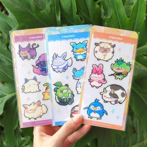 Feuilles d'autocollants transparents Palworld | Adorables stickers transparents imperméables