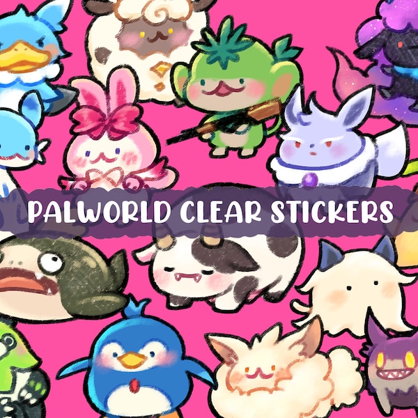 Palworld Transparent Sticker Sheets | Cute waterproof clear stickers