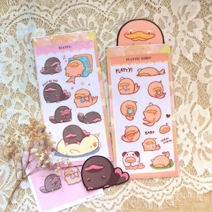 Blekpi en Platty baby vogelbekdier transparant transparant stickervel