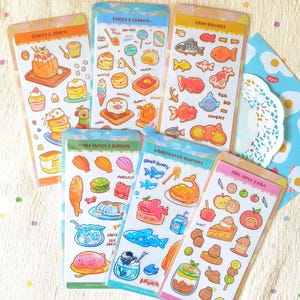Confectionery & Dessert Bakery Series 2 Sticker Sheets | Kiwi Koala Fish Whale Sea Animals Hedgehog Shark