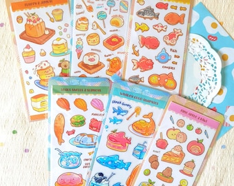 Dessert & Animal Transparent Stickers | Kiwi, Shark, Koala