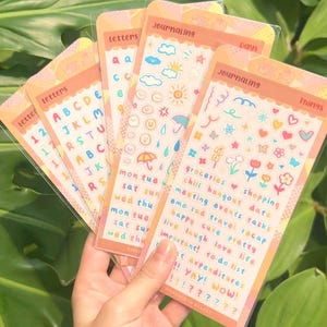 Adesivos de alfabeto | Folhas de adesivos transparentes para scrapbooking com números de dias