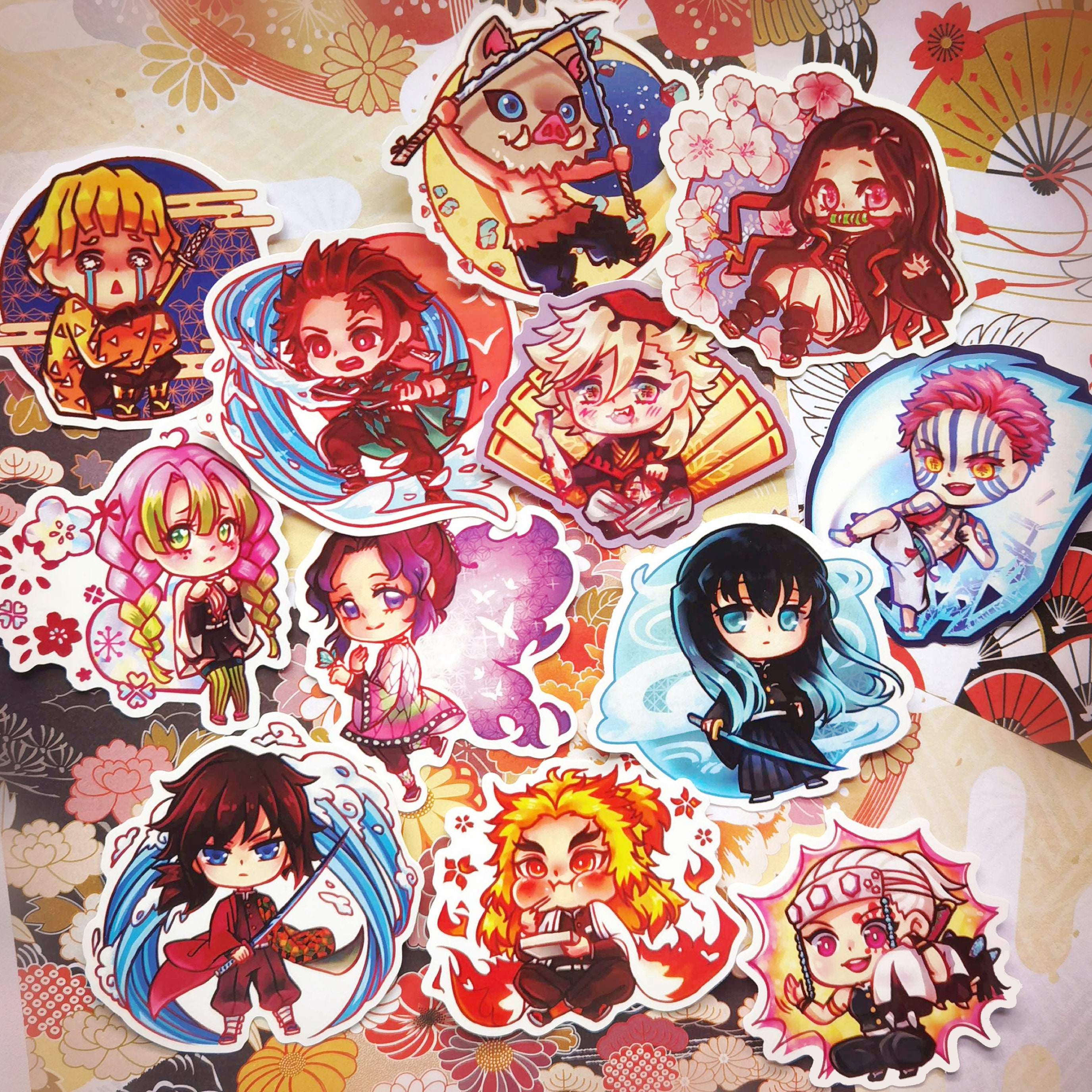 Oni Flame Pillar Hashira Demon Anime Waterproof Vinyl Sticker 