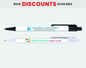 100 Personalized Ballpoint Pens Bulk, Custom Corporate Text/ Logo, Promotional Marketing, Parties, Events, Los Angeles Pen, Branded Teams