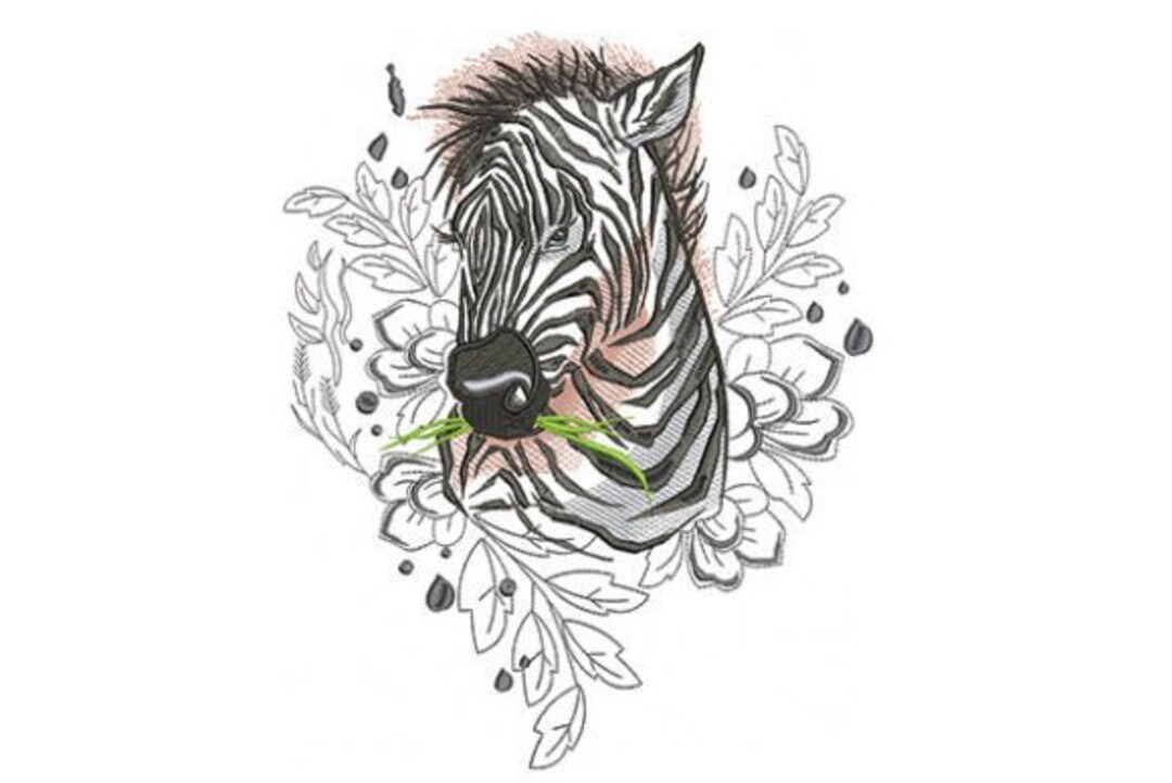 Floral Zebra Embroidery Design Digital Embroidery Pattern for DIY ...