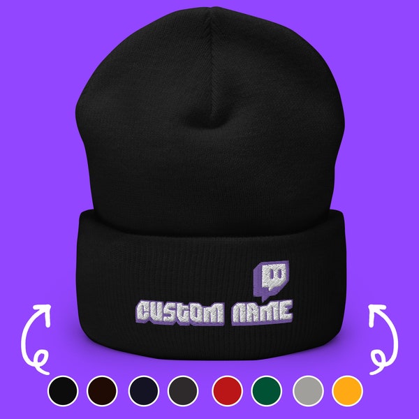 Custom Twitch Channel Name Embroidered Beanie, Customized Twitch Logo Embroidery Hat, Twitch Username Logo, Streamer Cap, Twitch Gamer Gift