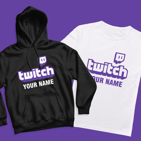 Custom Twitch Channel Logo Hoodie, Customised Streamer Channel Name, Twitch Username Logo, Any Name Name Hooded Sweatshirt, Twitch Tv Tee