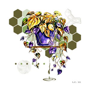 Vibrant Hanging Pothos Plant Art - Printable Wall Decor - Botanical Watercolor Illustration for Home, Office, or Garden