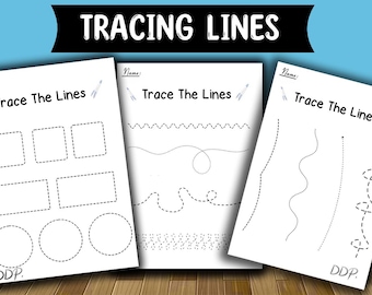 Fichas de trabajo para trazar líneas, práctica de preescritura, actividad Montessori, escritura a mano para niños (descarga instantánea en PDF)