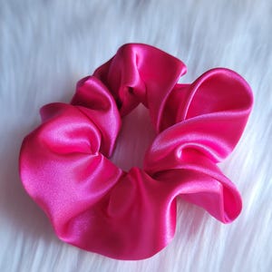Hot Pink Satin Scrunchie | Cherry | super soft for a healthy hair