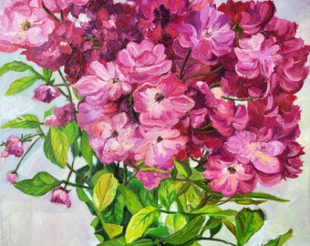 Roses Oil Painting Flower Painting Original Art impasto Oil Painting on Canvas 12x16 Wildflower Painting Birth Month Flower by VikentyArt