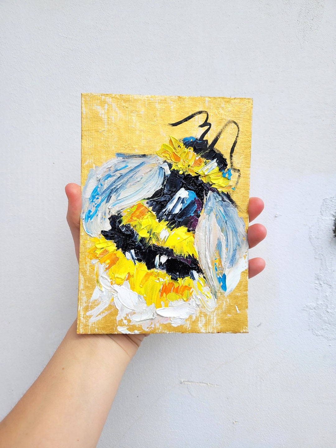 Bumble Bee Painting Bumble Bee Art Original Art Impasto Oil Painting ...