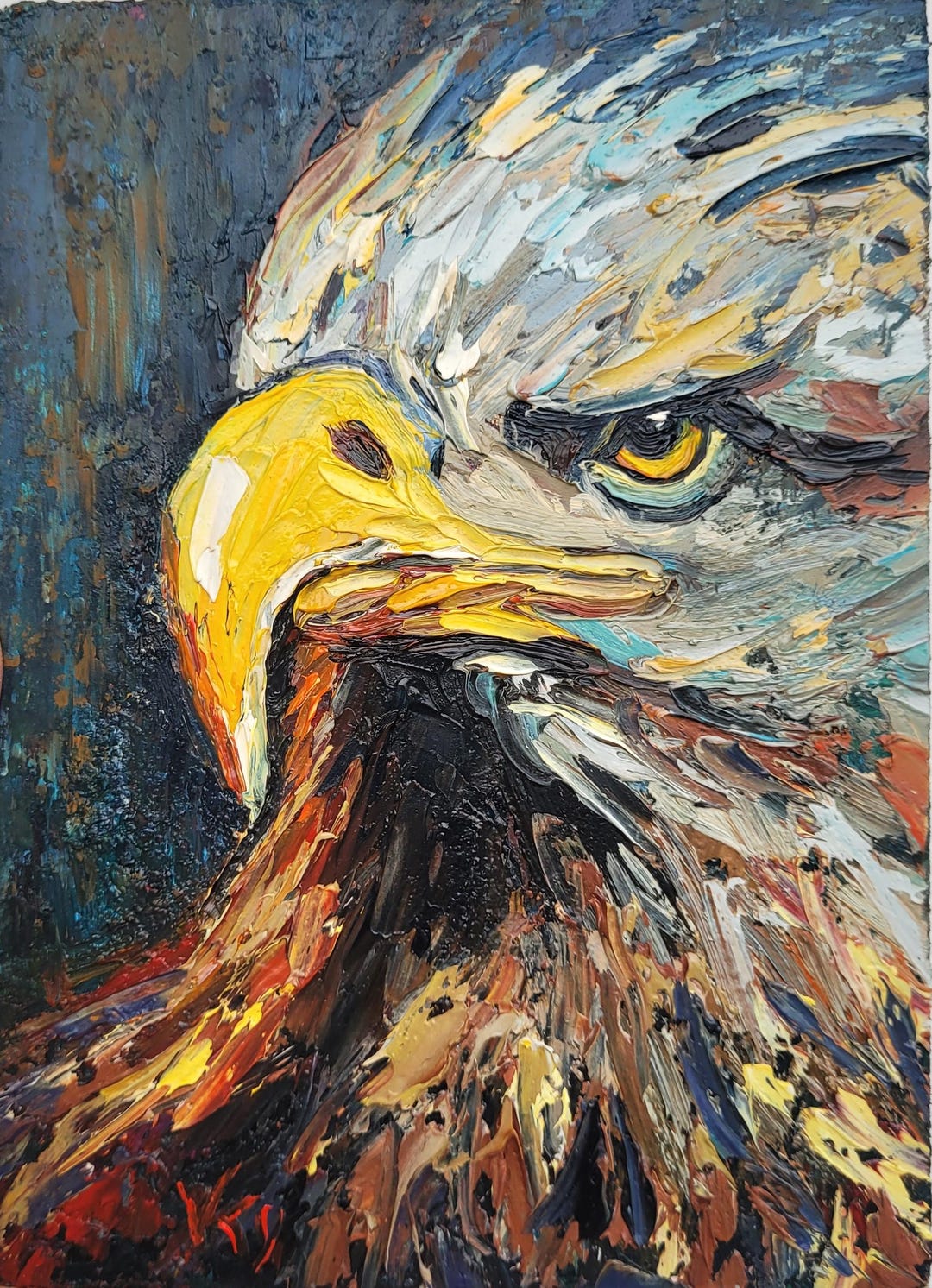 Bald Eagle Painting Birds of Prey Original Art Impasto Oil Painting 5x7 ...
