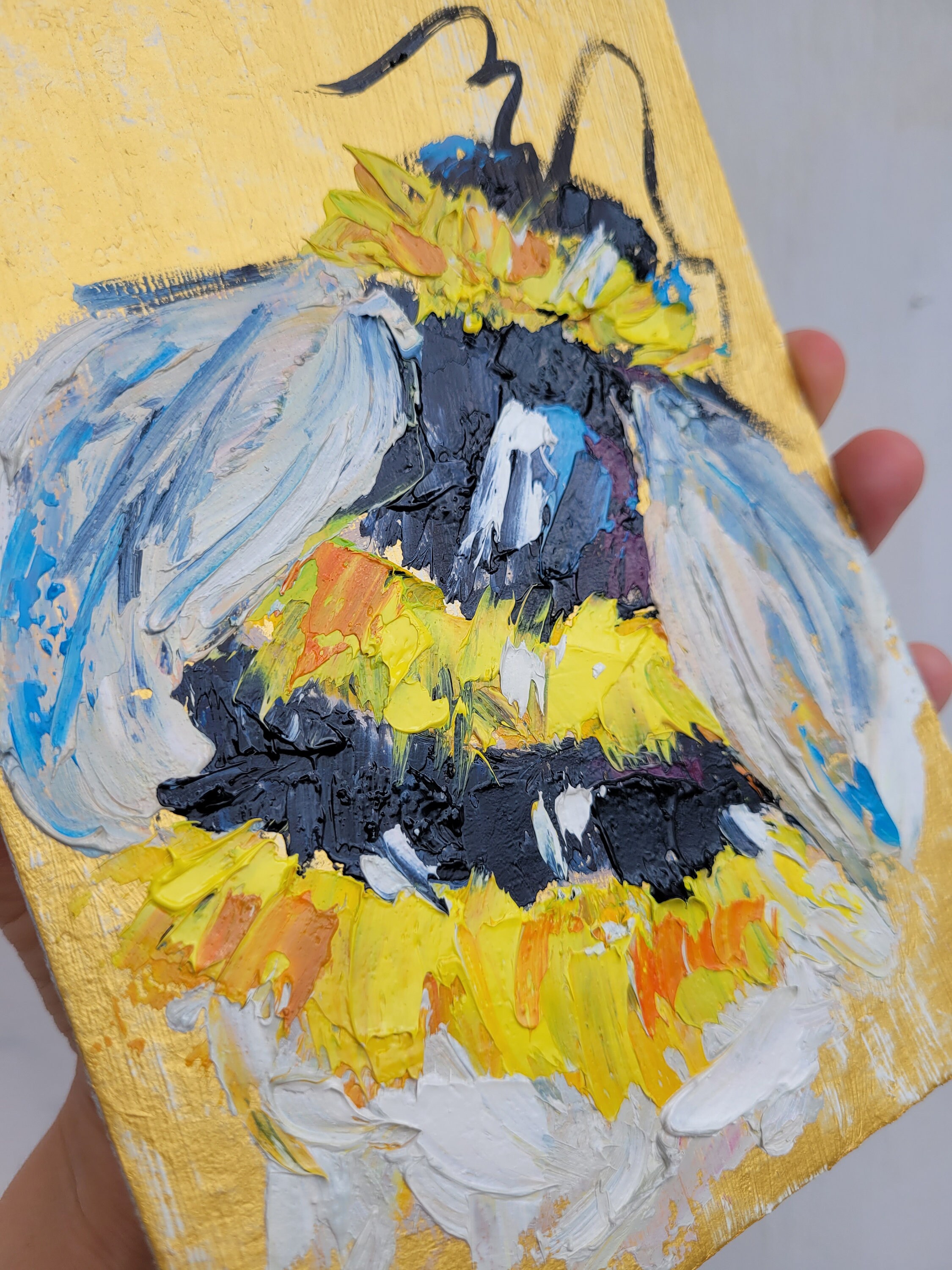 Bumble Bee Painting Bumble Bee Art Original Art Impasto Oil Painting ...