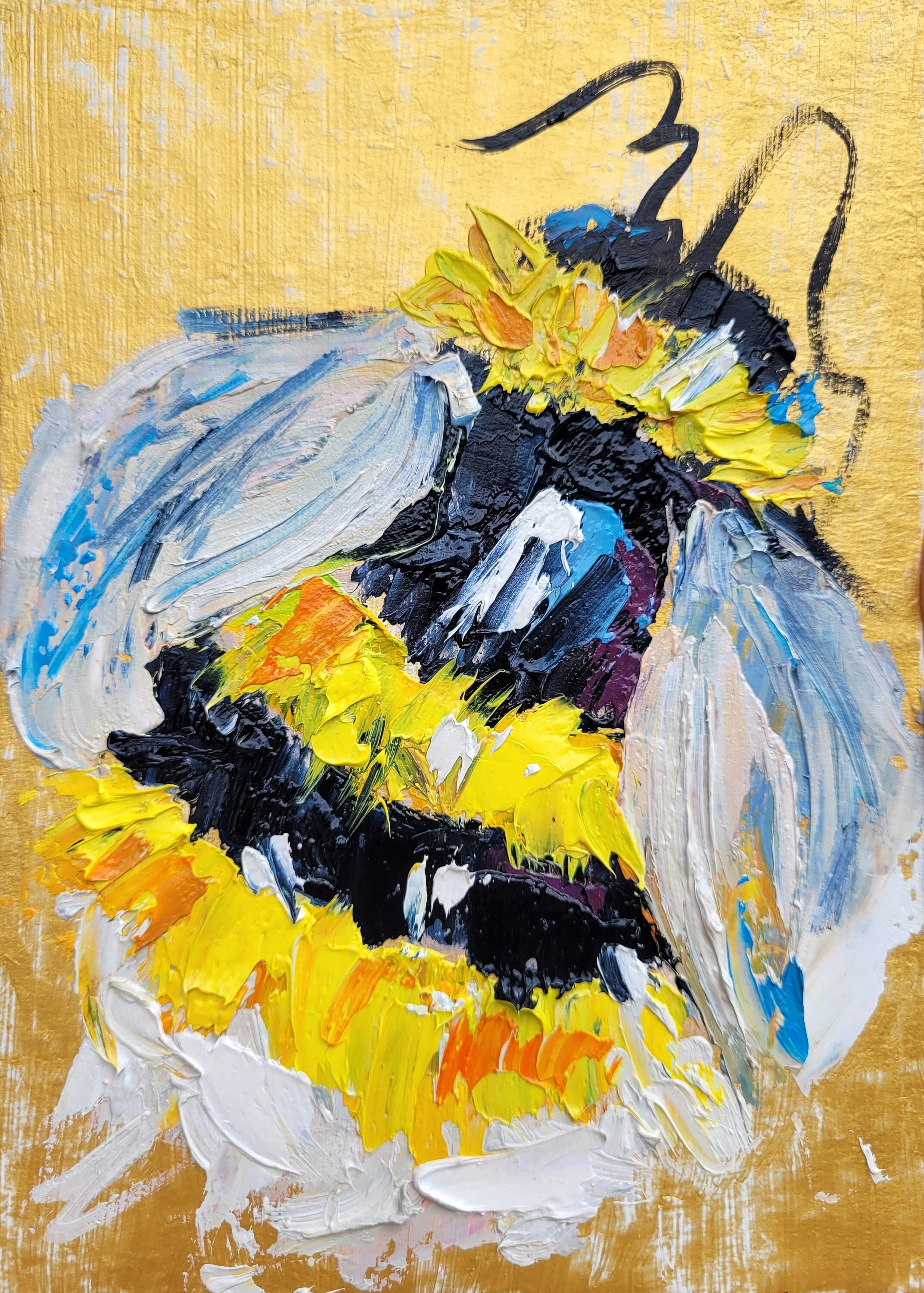 Bumble Bee Painting Bumble Bee Art Original Art Impasto Oil Painting ...