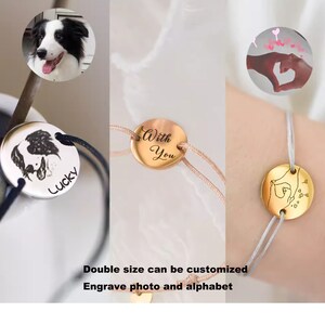 Pulsera personalizada con nombre de retrato de mascota, pulsera con imagen grabada, pulsera con carta personal, collar con foto de perro gato, regalo del Día de la Madre, regalo de pareja imagen 2