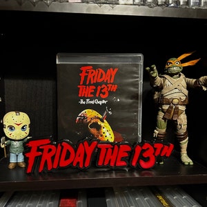 Red Friday The 13th / Horror logo / bookcase display / shelf display