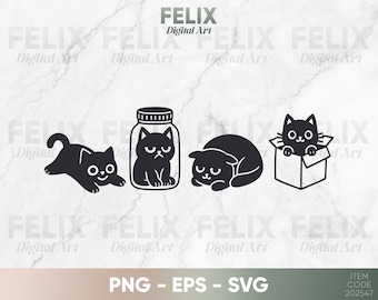 Funny Black Cat Clipart: Moody Cats PNG SVG for Cricut, Sublimation (Digital Download)