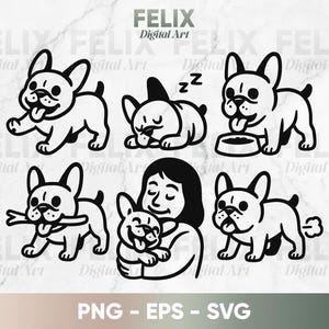 Französische Bulldogge SVG Bundle - Süßer Frenchie Hund Clipart Pack für Cricut & Silhouette - Lustiger Haustierliebhaber Digitaler Download für Hundemütter