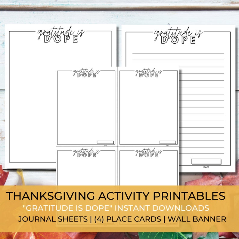 Thanksgiving Activity Printable | Gratitude is Dope Full Pack | Instant ...