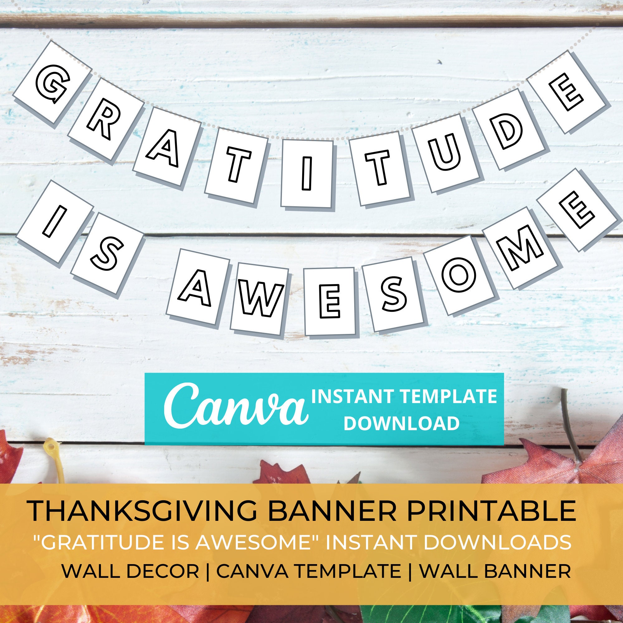 Thanksgiving Banner Printable | Gratitude is Awesome Wall Banner ...