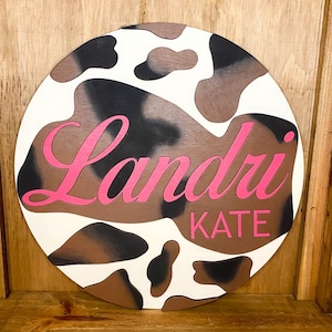 Cow Print Baby Name Sign – Custom Western Nursery Decor