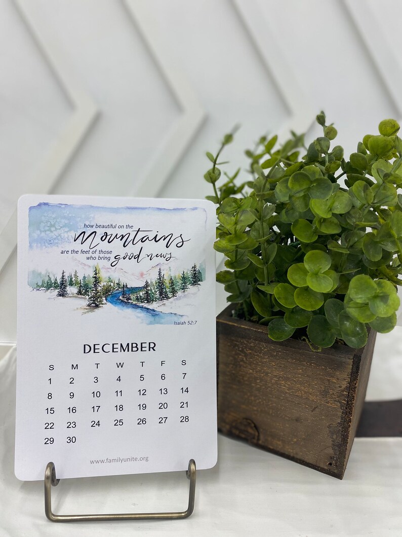 2024 Watercolor Mountain Desk Calendar With Scripture, Watercolor
