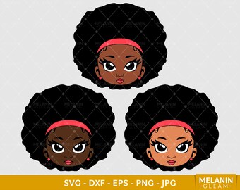 Afro Girl | Digital SVG - DXF - EPS - png - Jpg | melanin, peekaboo girl, afro woman, black girl magic