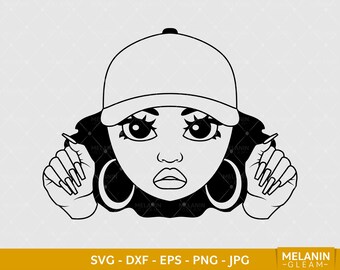 Periodt Woman Cap Outline, melanin, black woman svg, afro woman svg, black girl magic