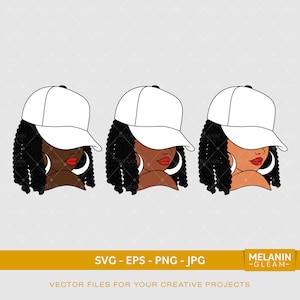 Braids Woman Cap, melanin, black woman svg, afro woman, black girl magic