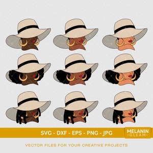Sonnenhut Damen Bündel | Digital SVG - DXF - EPS - png - Jpg | Melanin, schwarze Frauen svg, afro woman, black girl magic