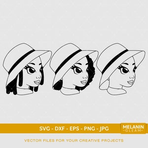 Sun Hat Black Girl Silhouette, mélanine, black girl svg, afro girl svg, black girl magic, peekaboo girl svg
