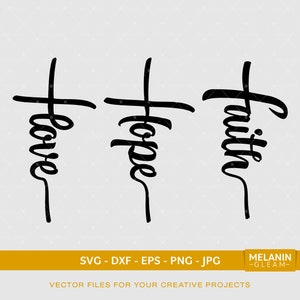 Love Hope Faith / Digital SVG - DXF - EPS - png - Jpg / fe, religión, fe, esperanza