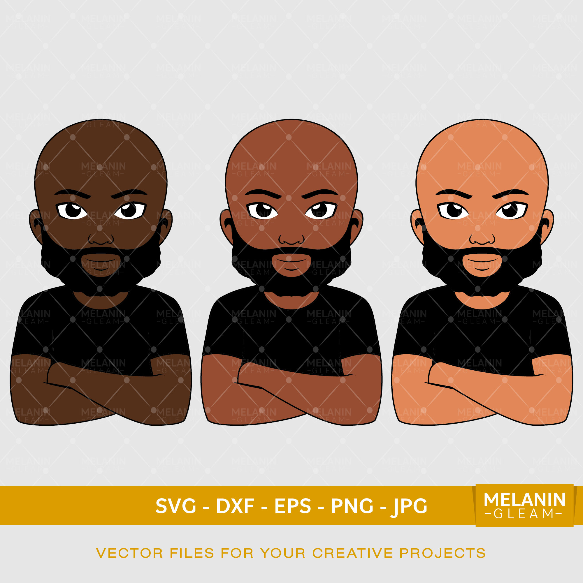 BALDMAN☯️ Bald Man Arms Crossed | Digital SVG - DXF - EPS - Png - Jpg