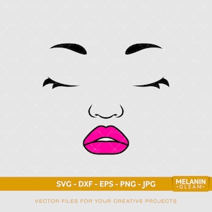 Frau Gesicht, melaninsvg, schwarze Frau svg, afro frau, black girl magic svg, gesicht svg, augen geschlossen svg