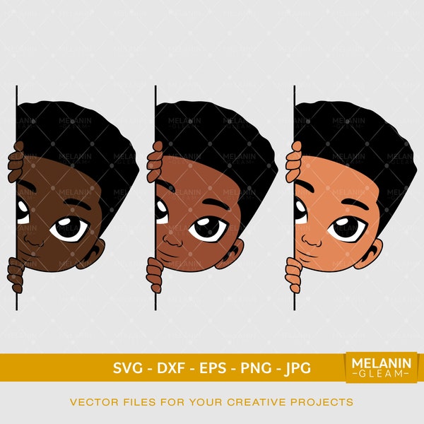 High Top Side Peek | Digital SVG - DXF - EPS - png - Jpg | melanin, peekaboo Boy, afro boy, black Boy magic
