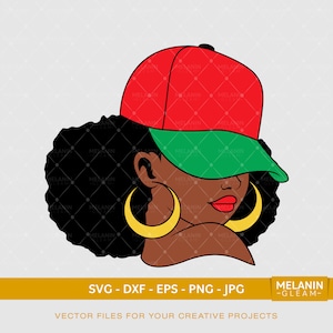 Juneteenth Cap Woman 3 / Digital SVG - DXF - EPS - png - Jpg / melanina, peekaboo girl, afro woman, black girl magic