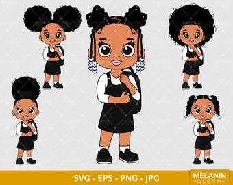 Black School Girl 3, peekaboo girl svg, girl mom svg, little girl clipart, bundle svg, girl dad svg, princess svg, school girl svg