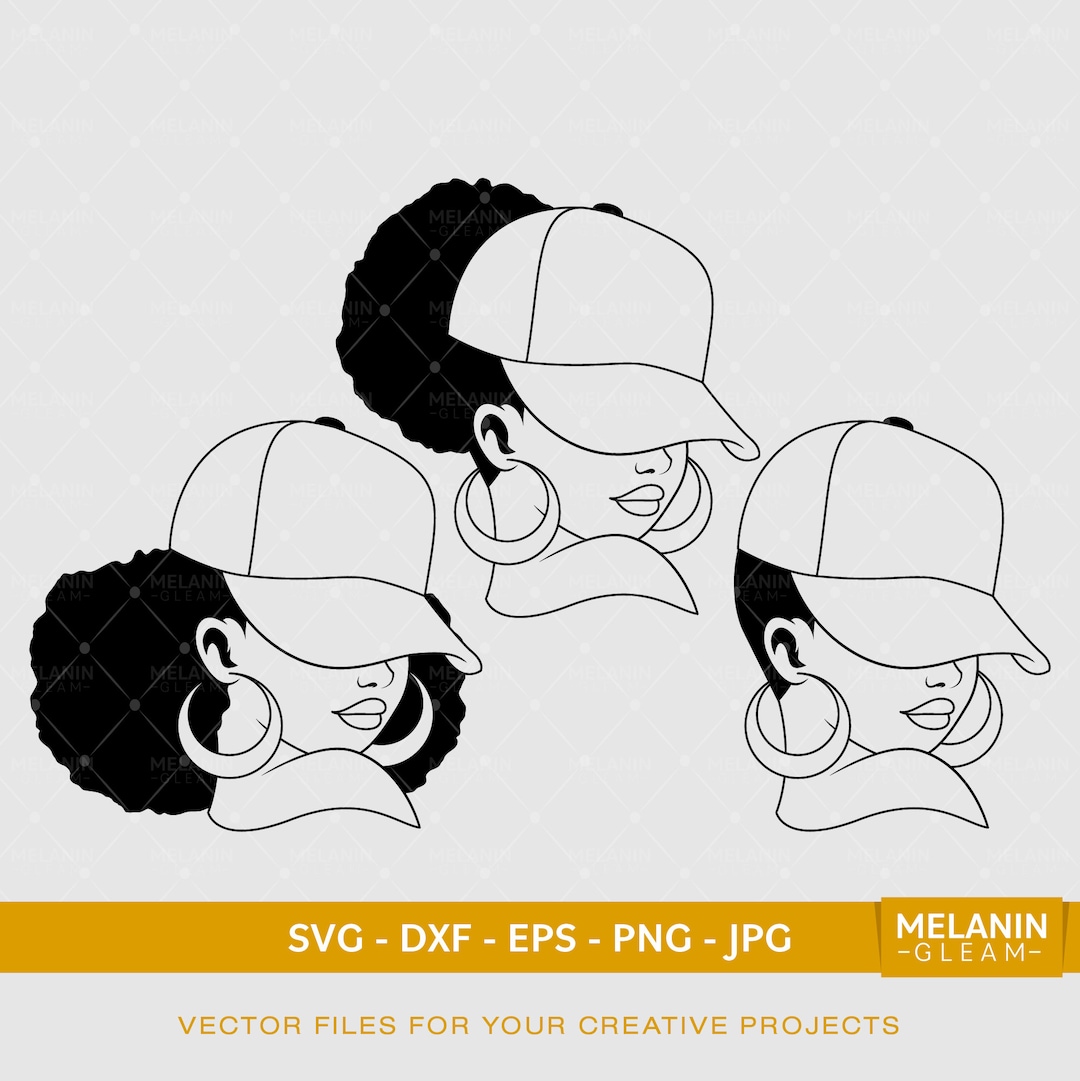 Afro Woman Cap Silhouette Melanin Black Woman Svg Afro Woman Svg