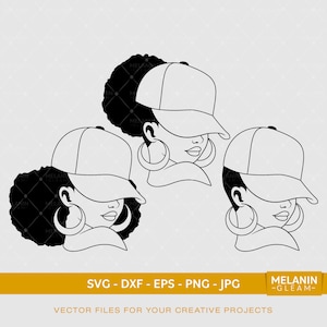 Afro Woman Cap Silhouette, melanina, nero donna svg, afro donna svg, nero ragazza magica