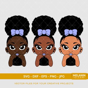 かわいいアフロ パフ ガール | デジタル SVG - DXF - EPS - png - Jpg | メラニン、ピーカブー ガール、アフロ ウーマン、ブラック ガール マジック