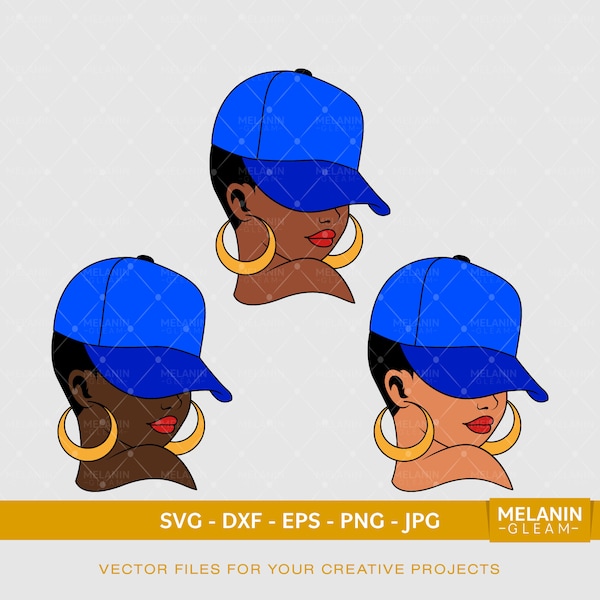 Short Hair Woman Cap | Digital SVG - DXF - EPS - png - Jpg | melanin, black woman svg, afro woman, black girl magic