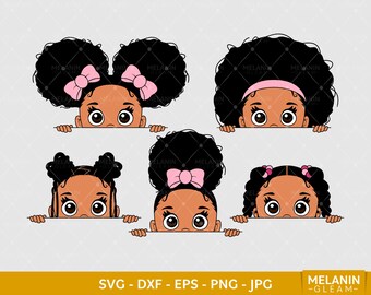 Peekaboo Black Girl 3, peekaboo girl svg, girl mom svg, little girl clipart, bundle svg, girl dad svg, princess svg