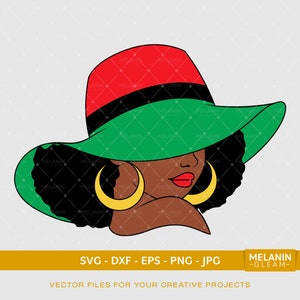 Juneteenth Sun Hat Femme 2 | SVG numérique - DXF - EPS - png - Jpg | mélanine, peekaboo girl, afro woman, black girl magic
