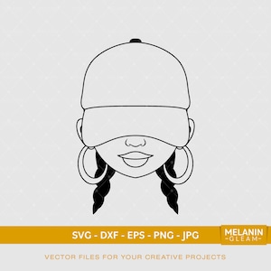 Braid Cap Black Woman Outline, melanin, black woman svg, afro woman, black girl magic